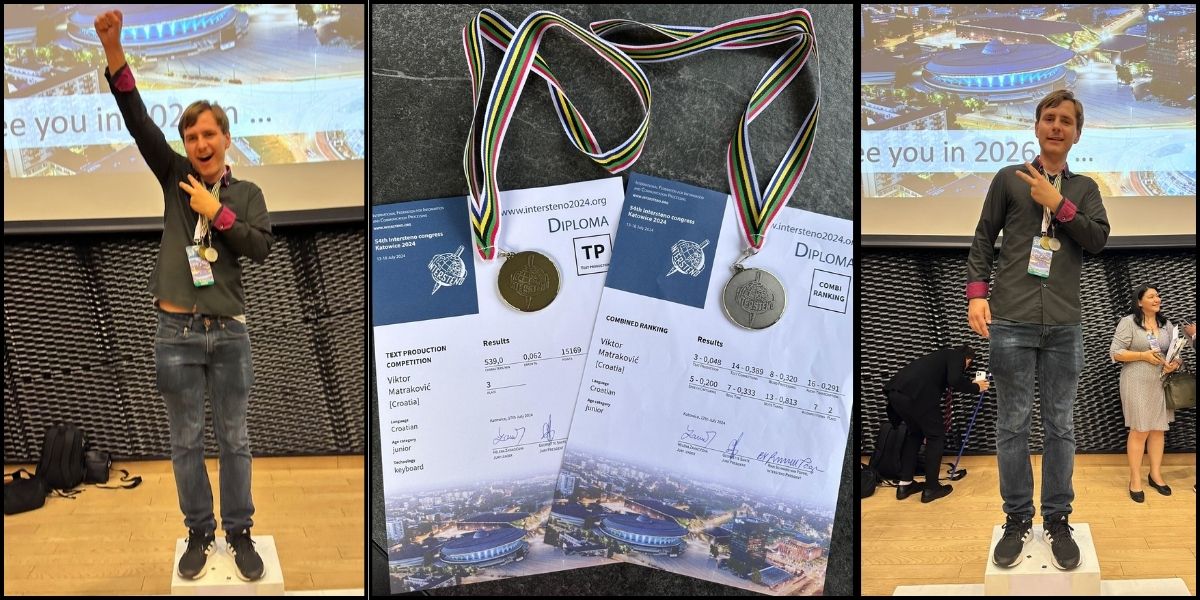 Bjelovarčanin Viktor osvojio srebrnu i brončanu medalju na Svjetskom daktilografskom prvenstvu