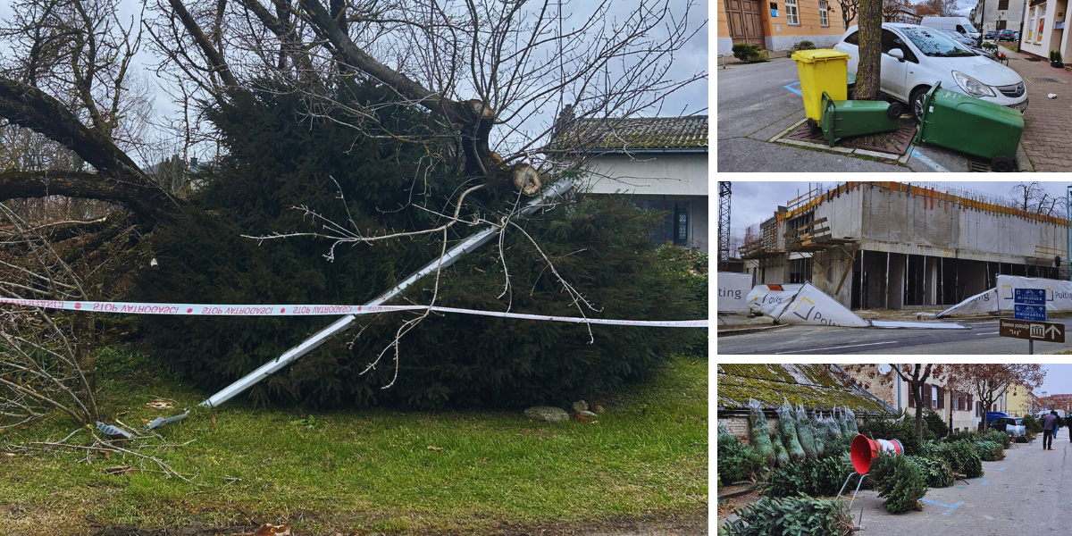 [FOTO] Puše k'o ludo: Iščupana stabla, razbacan Advent, porušene građevinske ograde...